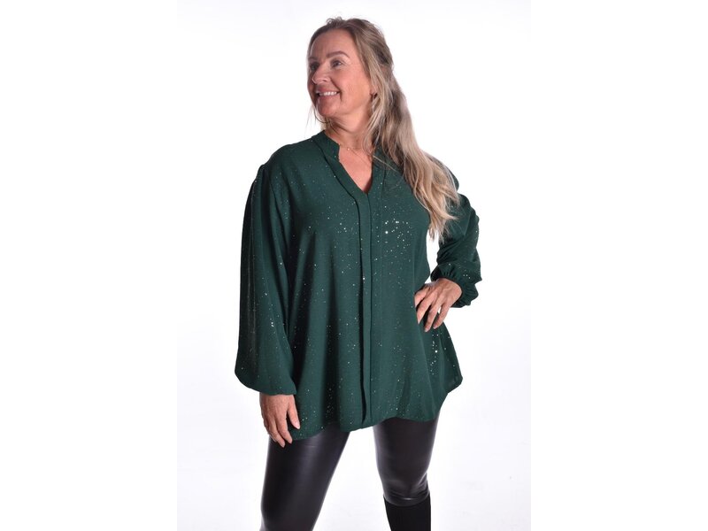 Top V-hals Glitter - Groen