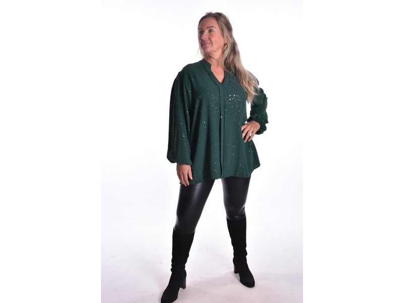 Top V-hals Glitter - Groen