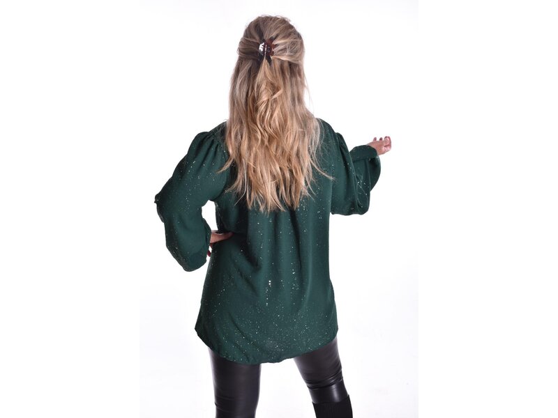 Top V-hals Glitter - Groen