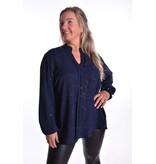 Top V-hals Glitter - Donkerblauw