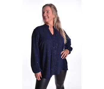 Top V-hals Glitter - Donkerblauw