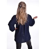 Top V-hals Glitter - Donkerblauw