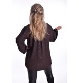 Top V-hals Glitter - Choco