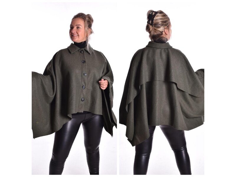 Poncho Elle - Olijfgroen