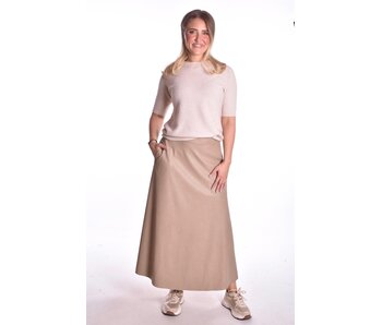 Leather Look Rok - Taupe