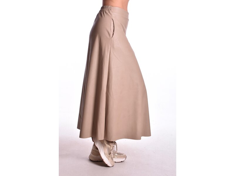 Leather Look Rok - Taupe