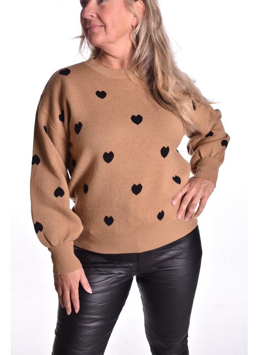 Trui Hartjes - Camel/Zwart