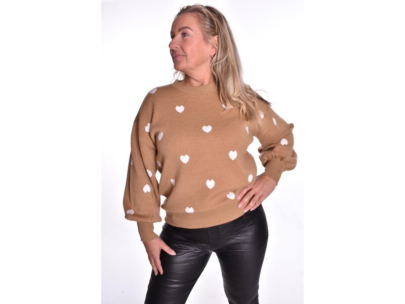 Trui Hartjes - Camel/Roomwit