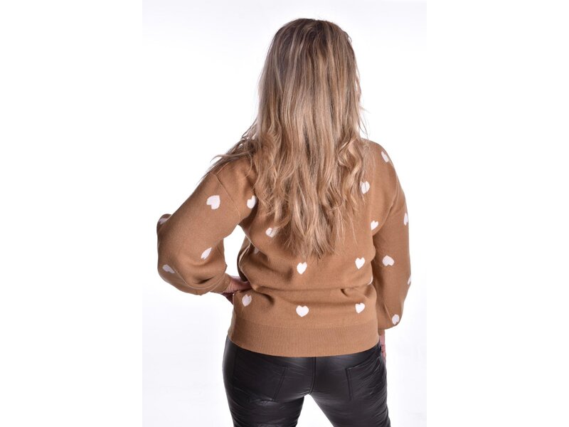 Trui Hartjes - Camel/Roomwit