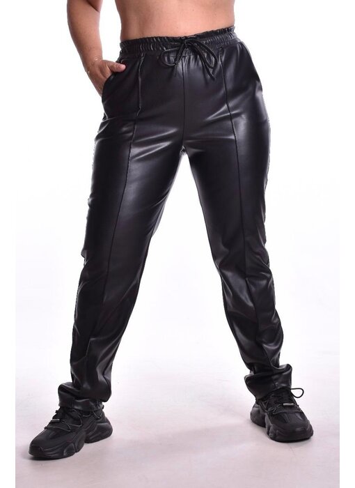 Leather Look Jog - Zwart