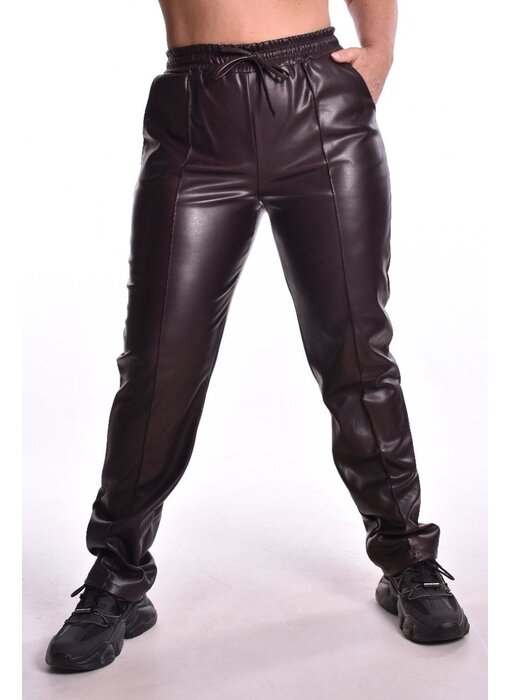 Leather Look Jog - Donkerbruin