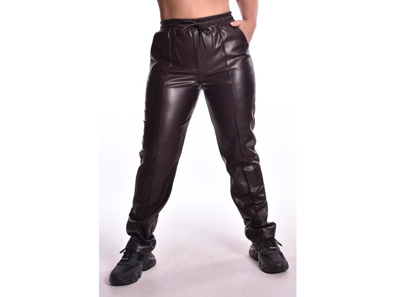 Leather Look Jog - Donkerbruin