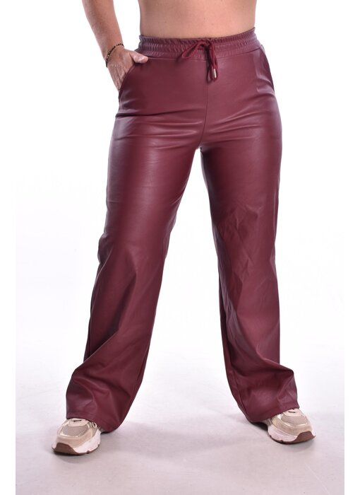 Leatherlook Broek Amy - Bordeaux