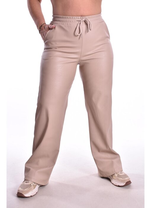 Leatherlook Broek Amy - Beige