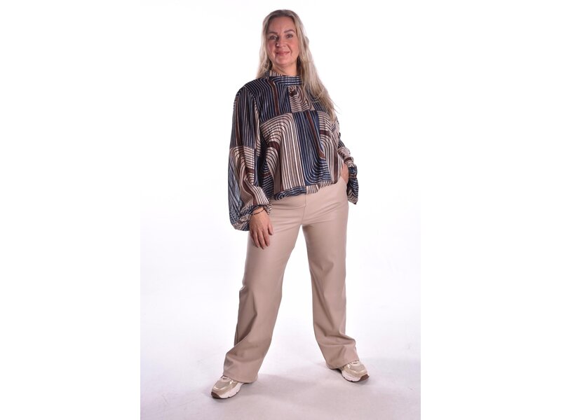 Leatherlook Broek Amy - Beige