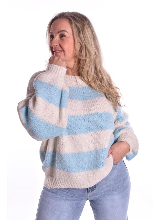 Trui Mollie - Beige/Blauw
