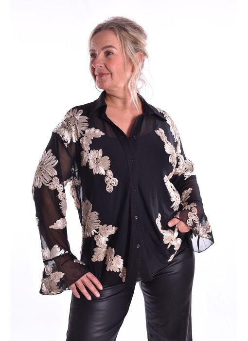 Blouse Abigail Zwart/Champagne
