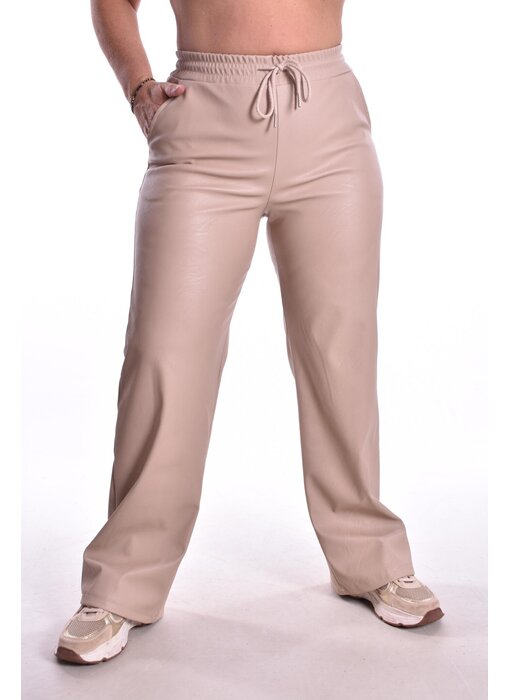 Leatherlook Broek Amy - Beige