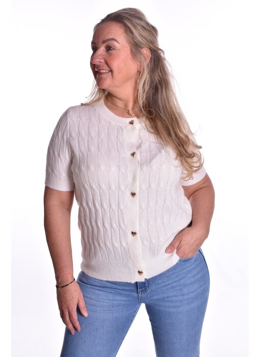 Vestje Hartjes Knoopjes - Roomwit