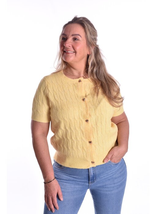 Vestje Hartjes Knoopjes - Zacht Geel