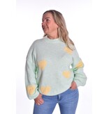 Trui Love - Appelgroen Met Zachtgeel