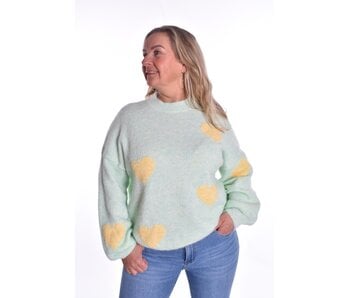 Trui Love - Appelgroen Met Zachtgeel