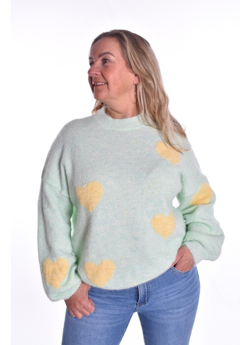 Trui Love - Appelgroen Met Zachtgeel