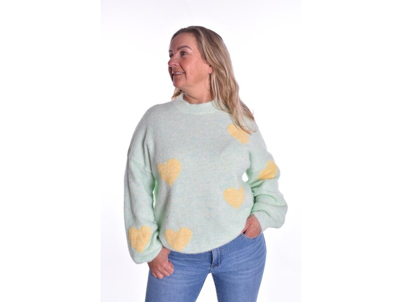 Trui Love - Appelgroen Met Zachtgeel