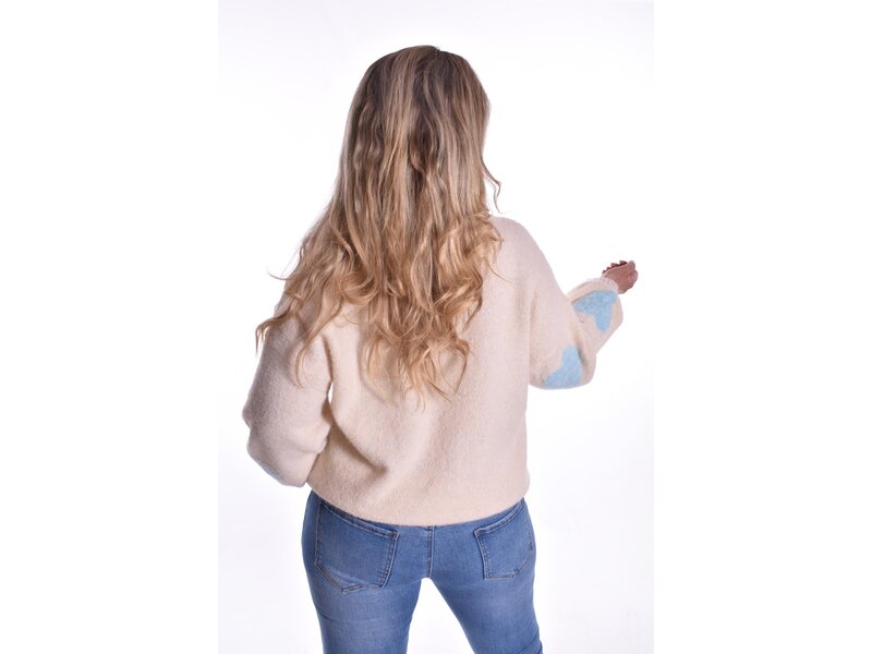 Trui Love - Beige Met Lichtblauw