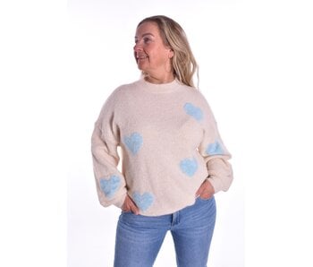 Trui Love - Beige Met Lichtblauw