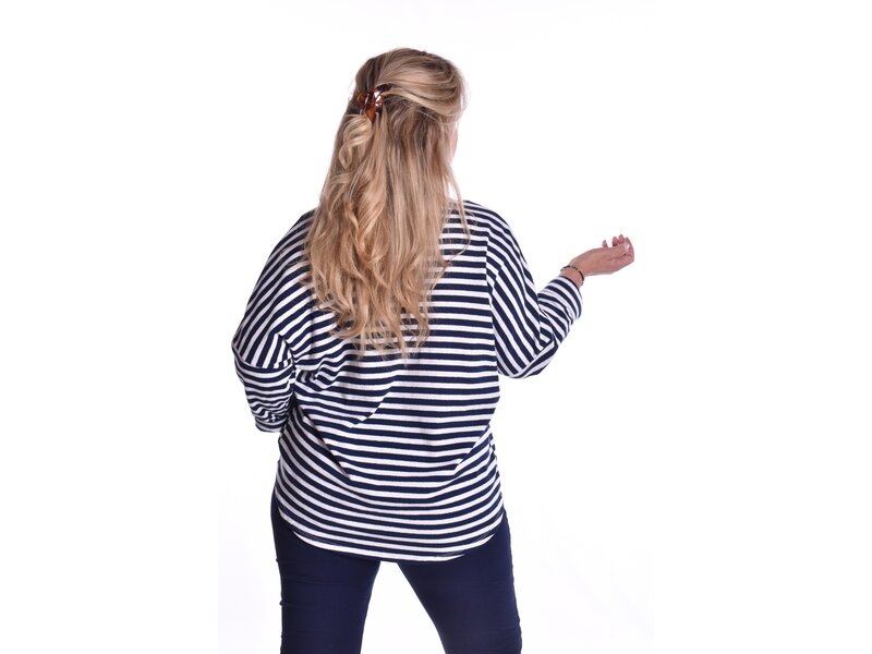 Badstof Top Streep -  Donkerblauw