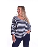 Badstof Top Streep -  Donkerblauw