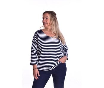 Badstof Top Streep -  Donkerblauw