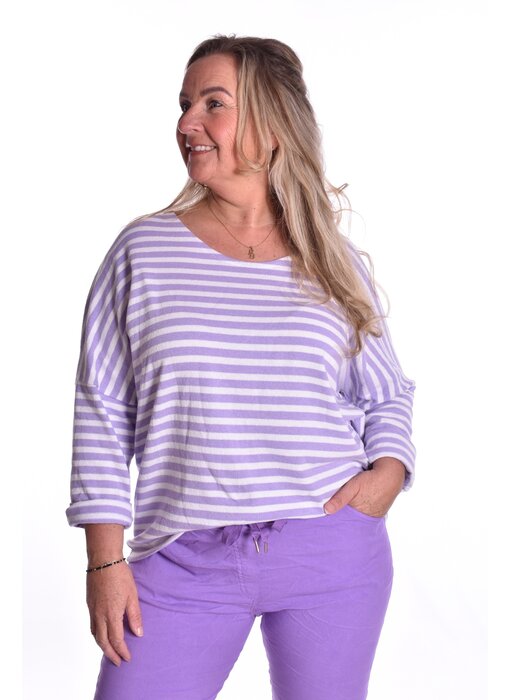 Badstof Top Streep - Lila