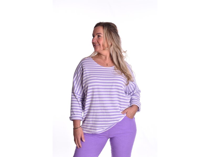 Badstof Top Streep - Lila