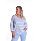 Badstof Top Streep -  Lichtblauw