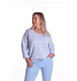 Badstof Top Streep -  Lichtblauw