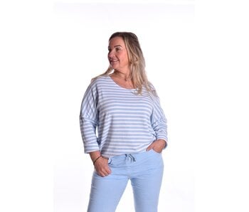 Badstof Top Streep -  Lichtblauw