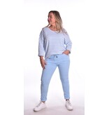 Badstof Top Streep -  Lichtblauw