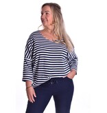 Badstof Top Streep -  Donkerblauw