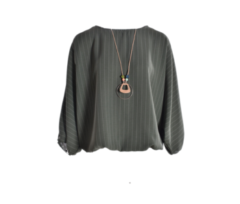 Top Krijtstreep - Legergroen