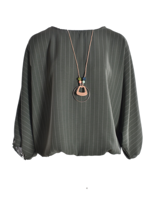 Top Krijtstreep - Legergroen