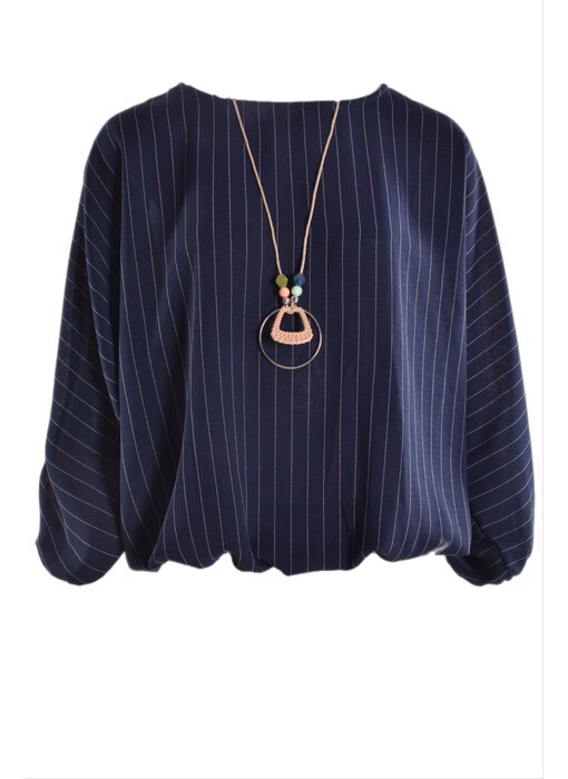 Top Krijtstreep - Donkerblauw