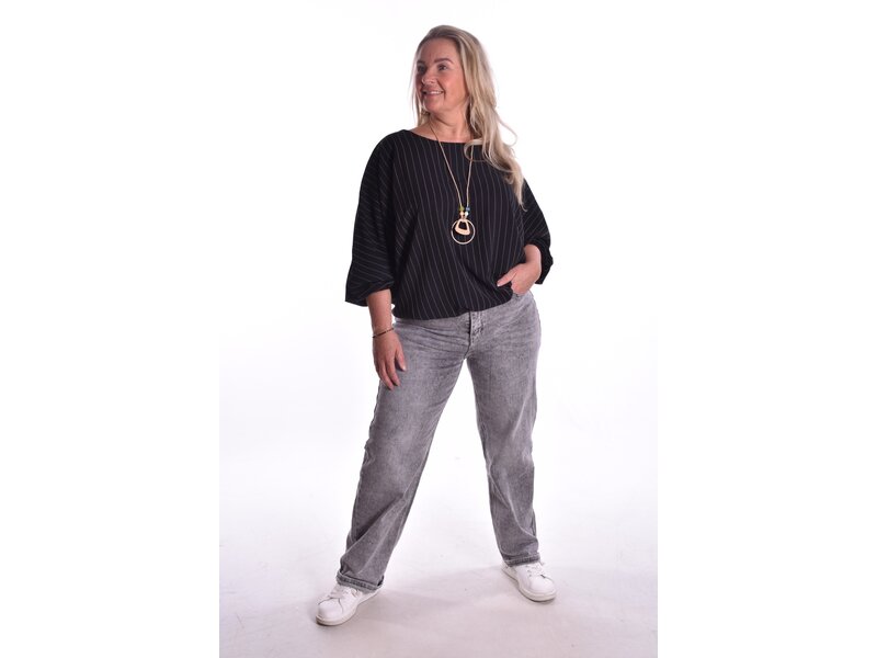 Top Krijtstreep - Zwart