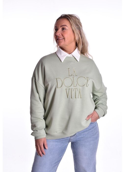 Sweater La Dolce Vita van Mooij 2.0 - Lindegroen