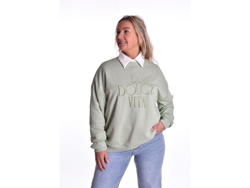 Sweater La Dolce Vita van Mooij 2.0 - Lindegroen