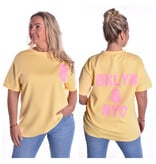 Top & - Zacht Geel - Roze Tekst