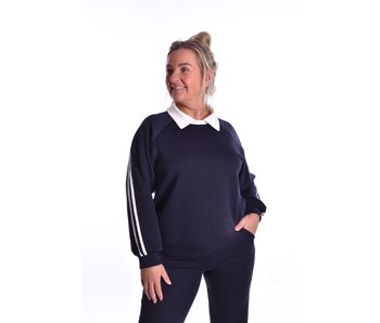 Sweater Lotte - Donkerblauw + Wit