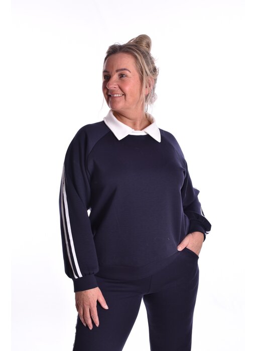 Sweater Lotte - Donkerblauw + Wit