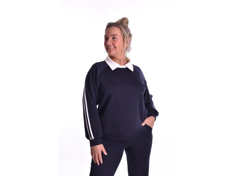 Sweater Lotte - Donkerblauw + Wit